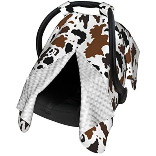 Brown Black Cow Skin Baby Car Seat Canopy Cover Multi Use Nursing Cover for Newborn Car Seat Canopy Mom Nursing Breastfeeding Covers Newborn Shower Gift