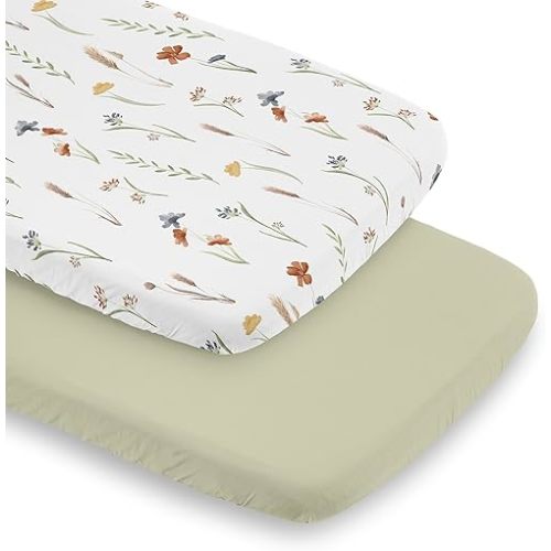 Sweet Jojo Designs Boho Floral Garden Flower Girl Baby Bassinet Sheets Fitted Sheet Set Infant Newborn Nursery Oval Rectangle Hourglass Mattress 2p Watercolor Bohemian Floral Farmhouse Vintage Chic