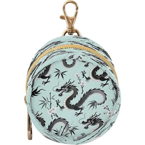 Dragon Pattern Pacifier Holder Case with Clip Portable Small Travel Pacifier Pouch for Mom Bag Zipper Coin Purse Pendant