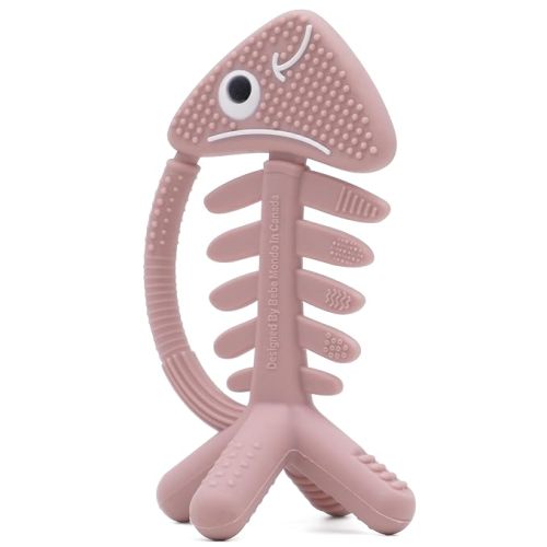 3 in 1 Infant Toys, Baby Teething Toys 3–6 6–12 Months, Teethers for Babies 0–3–6–12 Months for Teething Relief, Baby Gift, Baby Teether Toys, Silicone Sensory Toys,USA Patent Pending, Fish-Rose Pink