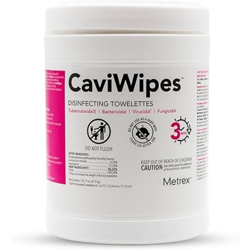 Metrex CaviWipes Disinfecting Towelettes – Durable Non-Woven Disinfecting Wipes for Hard, Non-Porous Surfaces in Healthcare & Laboratory Settings, Pre-Saturated with CaviCide – 160 Wipes (Pack of 1)