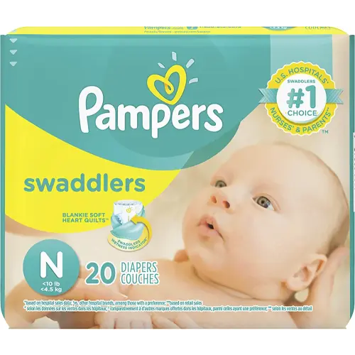 Pampers Swaddlers Diapers Size N 20 Count Pack of 2 (Total of 40 Pampers)