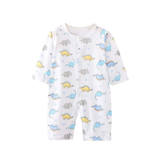 Busydd Toddler Baby Boys Girls Rompers Cotton Ribbed Button Down Baby Girl Romper Jumpsuit Cute Print Round Neck Infant Clothes Long Sleeve Newborn Baby Boy Rompers 0-24 Months