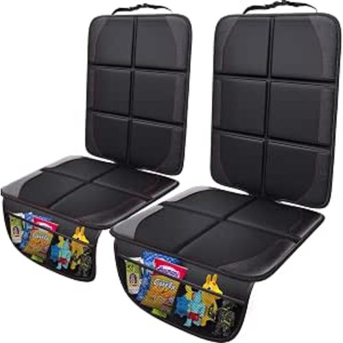 Gimars Car Seat Protector, 2 Pack, Waterproof 600D Fabric Carseat Protector Car Seat Cover for Child Car Seat with Nonslip Backing Mesh Pockets for Baby and Pet SUV Sedan Truck Leather Seats