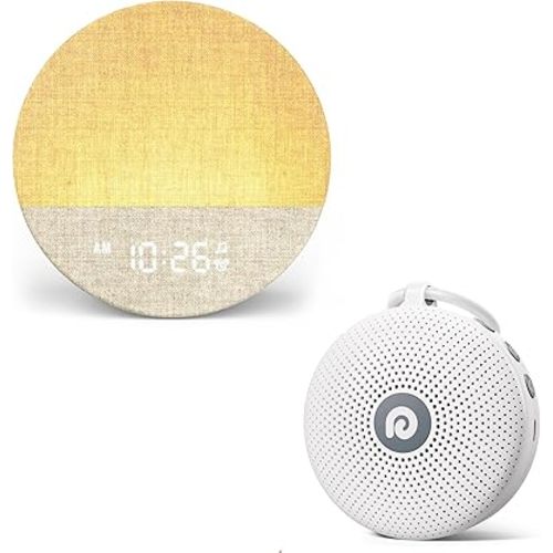 Dreamegg Sunrise 1 Bundle with Sleep Lite D11Max: Home & Travel Sound Machines for Sleeping, Nature Sounds, White Noise and Lullaby, White Noise Machine for Home Gift