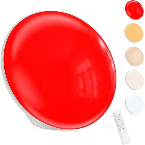 670nm Red Light Therapy Sleep Device & 10,000 Lux Sun Lamp – Dual Function Sleep Aid and Sunlight Lamp, Red Night Light Lamp to Support Deep Relaxation and Improve Sleeping for Adult & Kid Bedroom