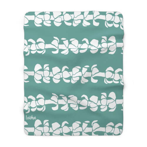 Puakenikeni Lei - Teal - Sherpa Fleece Blanket