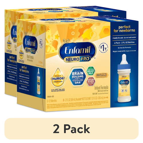 (2 pack) Enfamil NeuroPro Ready to Feed Baby Formula, Brain Building Duo DHA & MFGM, 2 fl oz, 6 Count