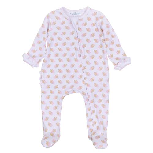 Baby Girl Football Zip Footie - Pink Touchdown Cutie - Pima Cotton – Magnolia Baby