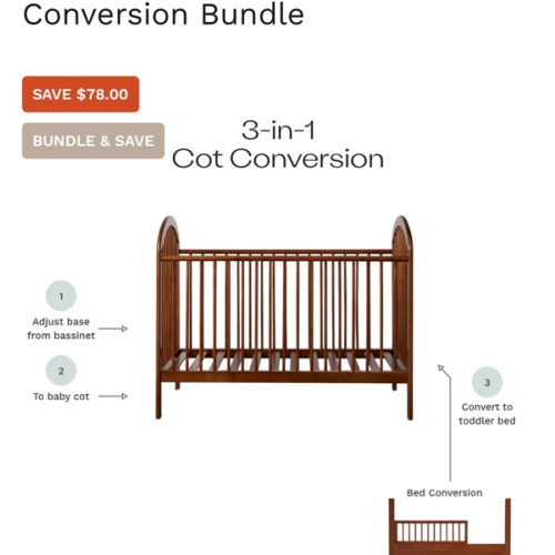 Archie Hazelnut 3-in-1 Cot Conversion Bundle