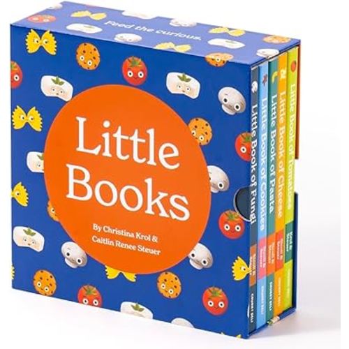 Little Books Starter Collection 5 Culinary Board Book Set for Babies and Toddlers Including Cheese, Cookies, Fungi, Pasta, Tomatoes Vibrant Creative Foodie Baby Shower Gift