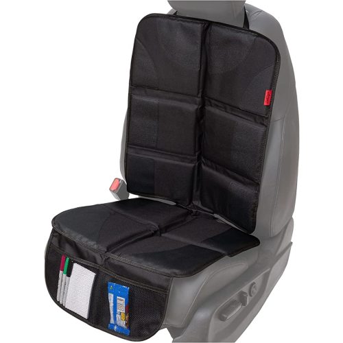 Lusso Gear Car Seat Protector for Child Car Seat, Non-Slip Waterproof Car Seat Protector for Leather Seats with Thick Padding and 2 Mesh Storage Pockets, Baby Seat Protectors Under Carseat (Black) - 1-Pack Black