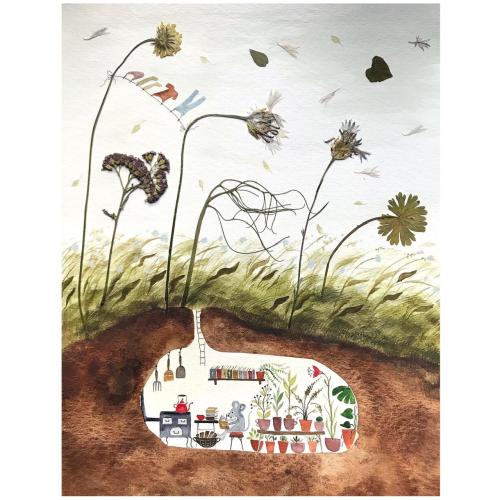 Windy days / fine art print of my illustration