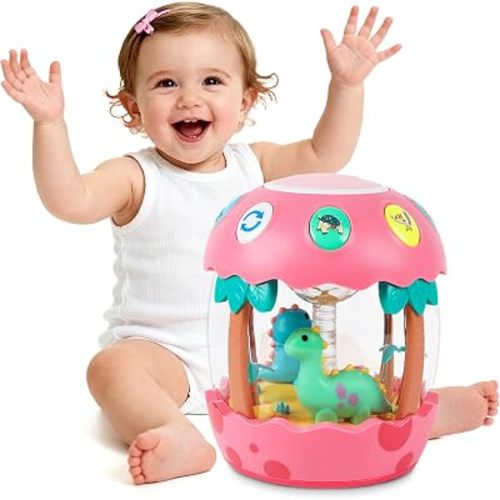 Baby Girl Toys Rotating Musical Light Up Tummy Time Toy for 12 Months