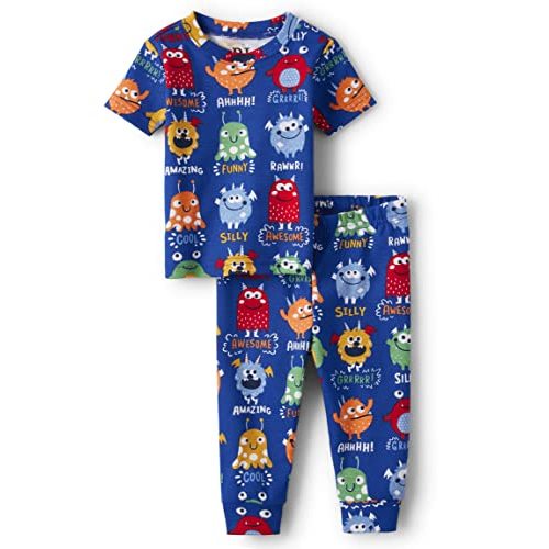 The Children's Place And Toddler Snug Fit 100% Cotton Short Sleeve Top and Pants 2 Piece Pajama Set