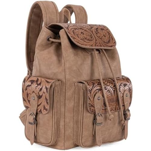 Montana West Wrangler Backpack Purse for Women Men Western Backpack Floral Tooled Travel Bags
