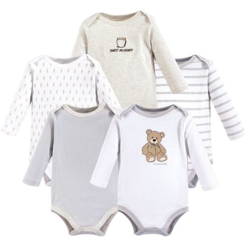 Hudson Baby Cotton Long-sleeve Bodysuits 5pk, Bear