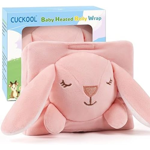 Baby Colic and Gas Relief, Heated Tummy Wrap for Newborns Belly Relief by Soothing Warmth, Baby Heating Pad Swaddling Belt Relief & Soothe Gas, Colic and Upset Stomach for Newborns to Toddler (Bunny)