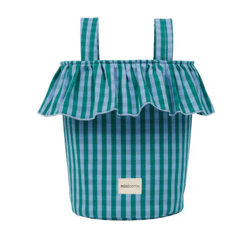 Basket Vichy - Green + Sky Blue