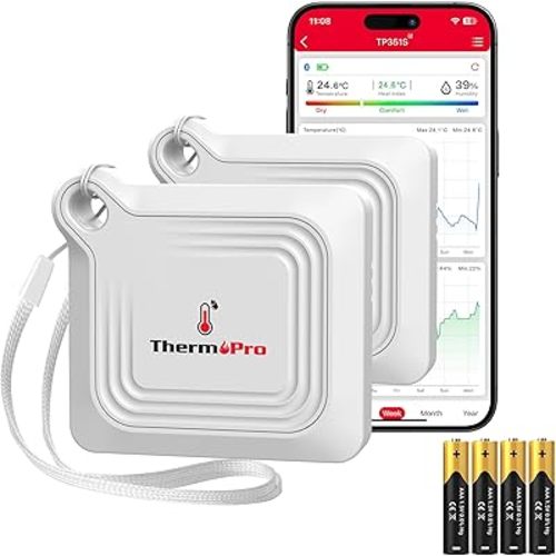 ThermoPro Bluetooth Hygrometer Thermometer for House, 260FT Temperature and Humidity Monitor, Remote App Control Humidity Temperature Sensor, 2-Year Data Storage Export for Greenhouse Room, 2 Pack