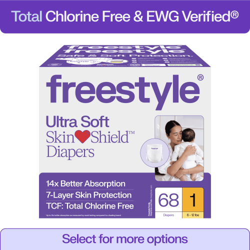 Freestyle Hyper Absorbent Ultra Soft TCF Baby Diapers, Size 1, 68 Count (Select for More)