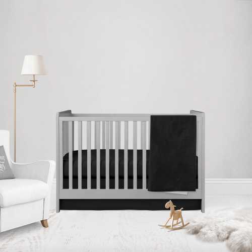 Black Nursery Bedding: Cotton Crib Sheet, Minky Blanket