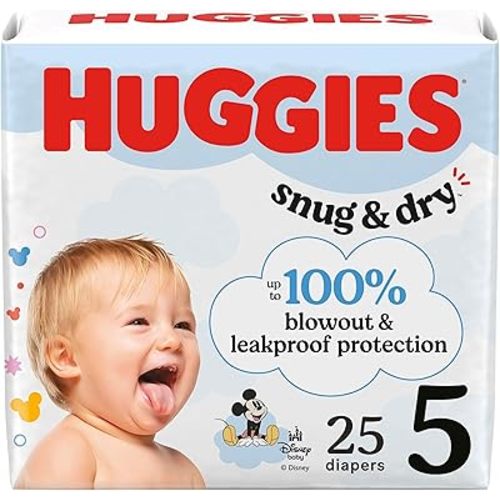 Huggies Size 5 Diapers, Snug & Dry Baby Diapers, Size 5 (27+ lbs), 25 Count, Packaging May Vary