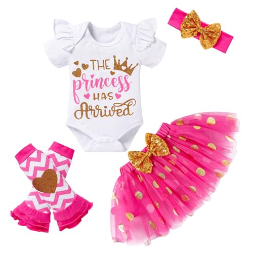 Newborn Baby Girl Outfits Infant Letter Print Romper+Tutu Skirt+Headband+Legging Warmer Coming Home Clothes Set