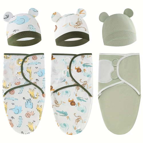 3-Pack Baby Swaddle Sacks - Newborn Ergonomic Swaddles Suitable for 0-3 Months, Breathable Bodysuit for &, for Bed or Travel, Diaper Change