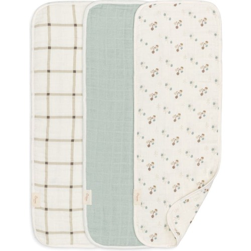 Baby 3-Pack Assorted Organic Cotton Burp Cloths Set, White