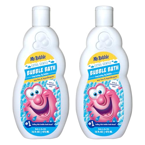Mr. Bubble Extra Gentle Bubble Bath - Hypoallergenic, Tear Free Bubble Bath Solution Perfect for Sensitive Skin (Pack of 2 Bottles, 16 fl oz Each)