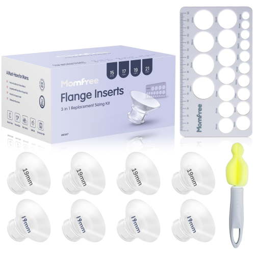 8PCS Flange Sizing Kit 19mm for 24mm Flanges/Shield, Silicone Flange Insert for Momcozy/Spectra/Medela Breast Pump, Breastfeeding Essential Kit for Moms(with Nipple Rulers and Storage Bag)