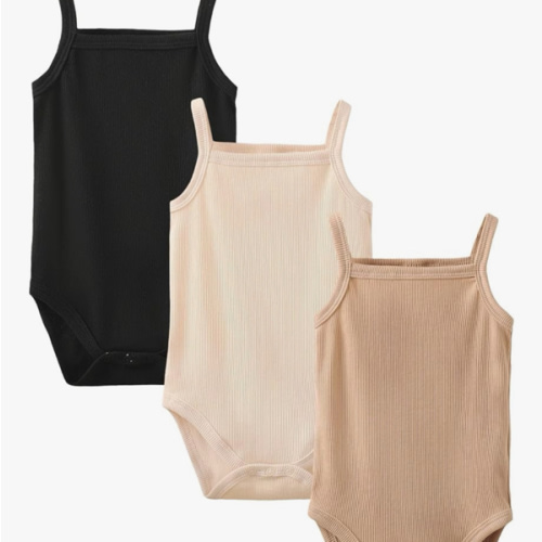 OPAWO Onsies for Baby Girls' Bodysuits 3 Pack Neutral Baby Clothes Spaghetti Strap & Long Sleeve Fall Baby Undershirt 0-2T