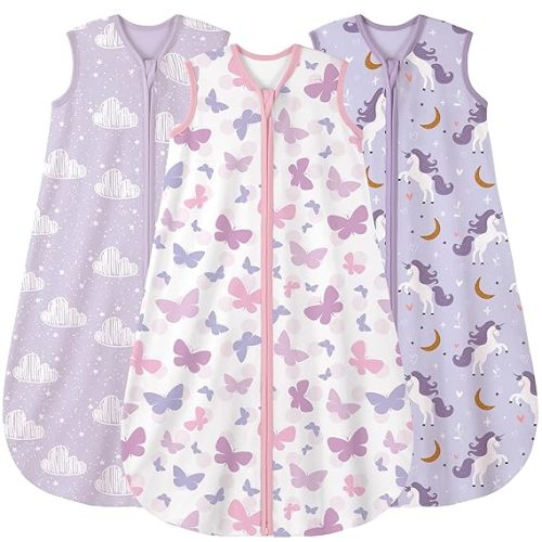 Yoofoss Baby Sleep Sack 0-6 Months Wearable Blanket for Babies 100% Organic Cotton 2-Way Zipper TOG 0.5 Toddler Sleeping Sack 3 Pack, Comfy Lightweight Sleep Sacks