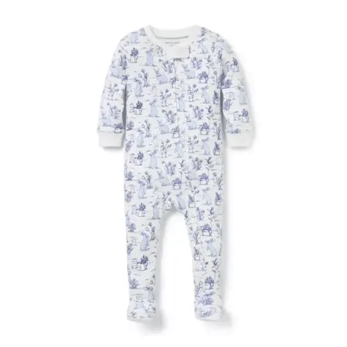 Baby Blue Baby Organic Cotton Bunny Toile Footed Pajama by Janie and Jack