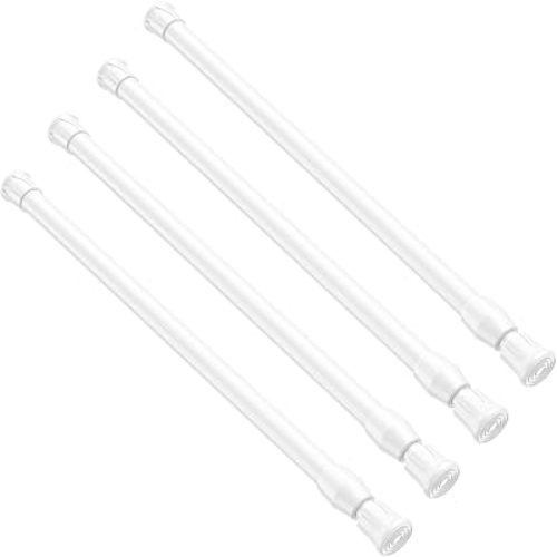 AIZESI Spring Tension Curtain Rods Short Tension Rod (White,27" to 37"-4Pcs)