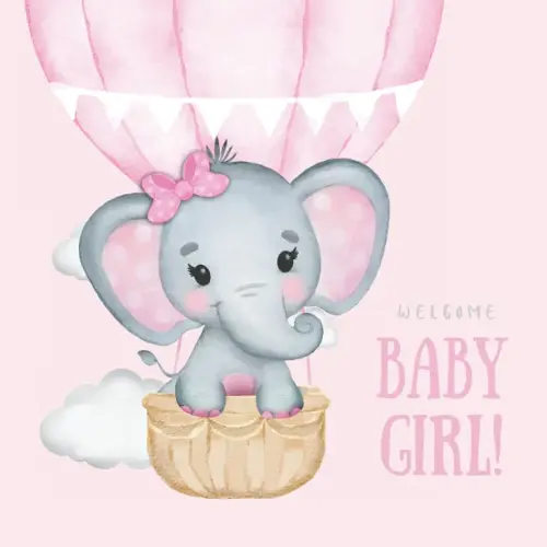 Welcome Baby Girl: Elephant Baby Shower Guest Book for Girl | Keepsake Sign In Baby Shower Book Pregnancy Gifts Tracker Log | It’s a Girl Oh Girl Baby Elephant Safari Jungle Baby Shower Decorations Guestbook Balloon Pink Grey Theme (Premium Cream Paper)
