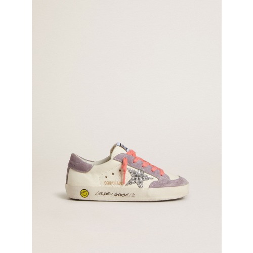 Junior Super-Star with silver glitter star and lilac suede inserts