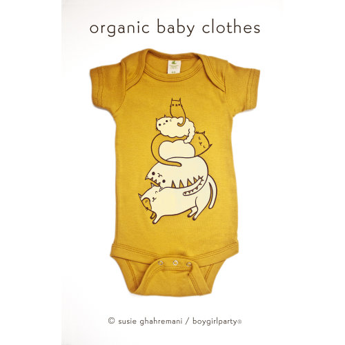 Cat Baby Clothes Cat Baby One Piece Cat Baby Bodysuit Organic Baby Clothes Yellow Cat Baby Clothes Gender Neutral