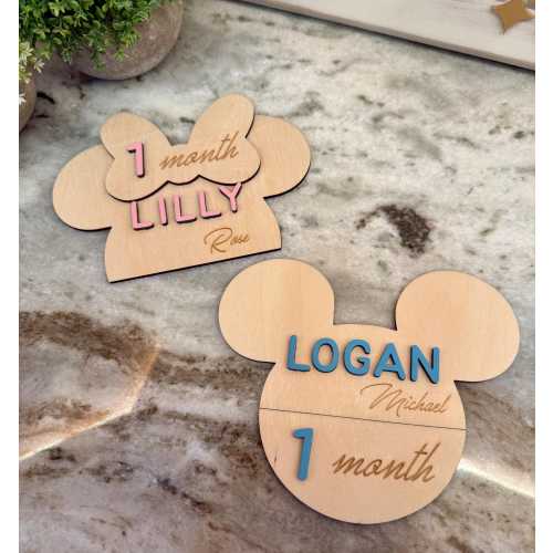 Personalized Baby Milestone Markers: Engraved Wood Photo Discs