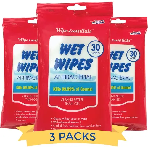 WipeEssentials Hand Sanitizer Wipes, Hand Wipes for Adults and Kids - 90 wipes - 3 Packs of 30ct Hand Sanitizing Wipes, Travel Essentials