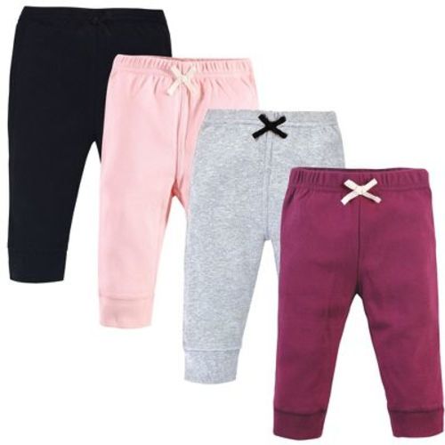 Touched by Nature Baby and Toddler Girl Organic Cotton Pants 4pk, Pink Burgundy