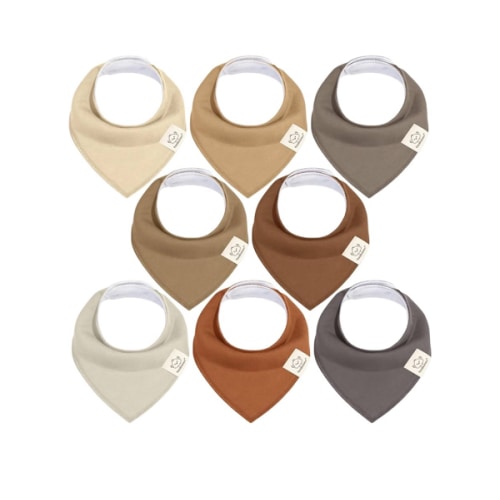8-Pack Organic Baby Bandana Bibs for Boys, Girls - Super Absorbent Triangle Baby Bibs for Drooling and Teething Infant, 100% Cotton Extra Soft for Newborn, Infant 0-36 Months (Terracotta)