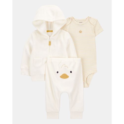 Baby 3-Piece Duck Little Cardigan Set - Ivory (6 months)