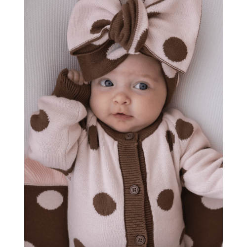 Knit Classic Romper | Pink Choc Polka