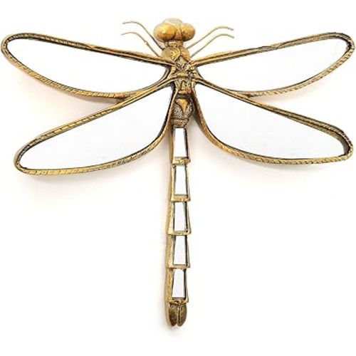 Decorative Bug and Dragonfly Mirrors - Gold Resin and Glass Wall Decor, Perfect for Victorian and European Themed Homes