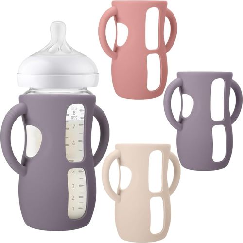BUSOHA 3 Pack Silicone Sleeves for Avent Baby Bottles - Drop Protection Baby Bottle Sleeves with Handle for Avent Natural Baby Bottles,8 Ounce