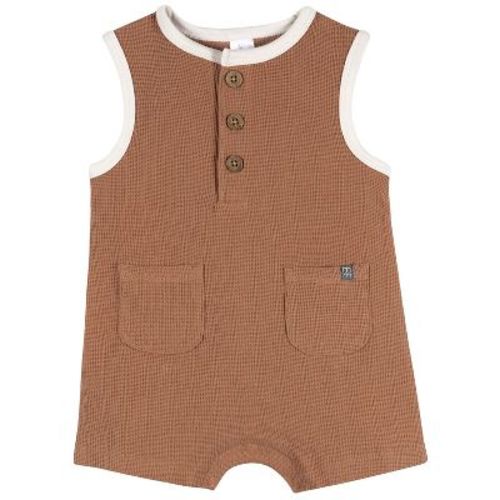 Modern Moments™ by Gerber Baby Boys' Henley Romper, Mocha Mousse, 6-9 Months