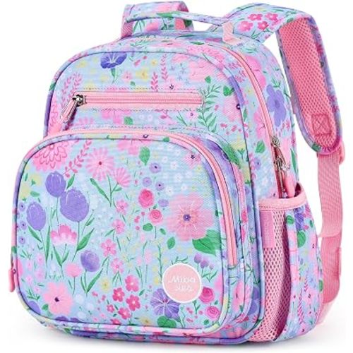 mibasies Toddler Backpack for Girls 2-4: Preschool Kindergarten Backpack - Cute Kids Backpacks for Girls - Flower Light Blue
