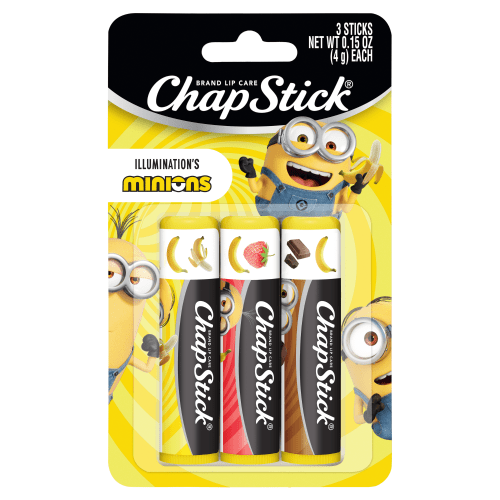 ChapStick Minions Banana-nana Lip Balm, Banana Flavor Variety, Moisturizing Lip Care, 3 Pack